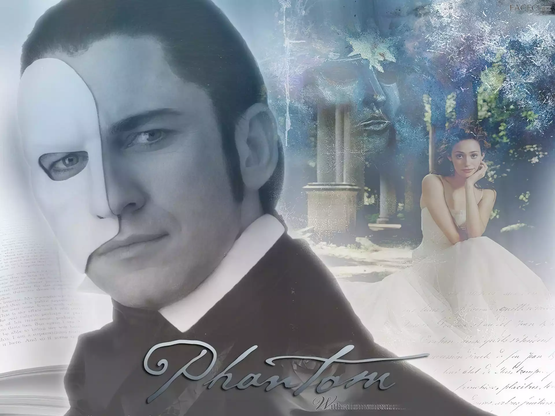 maska, Gerard Butler, suknia, Phantom Of The Opera, Emmy Rossum